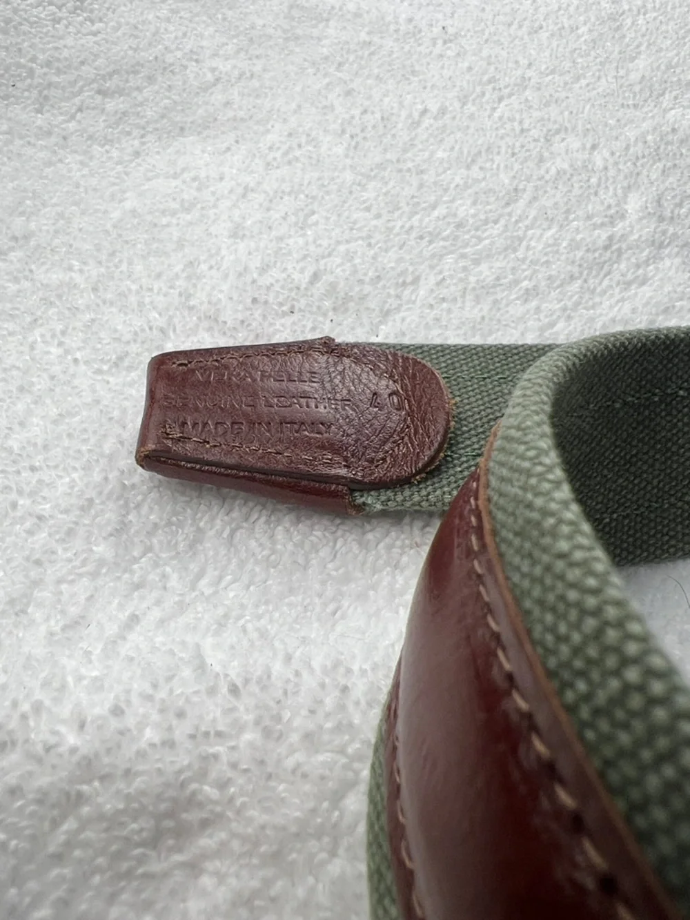 Officina Artigiana 40 Italia Preppy Genuine Leather Brwn/Gren Belt Made in Italy